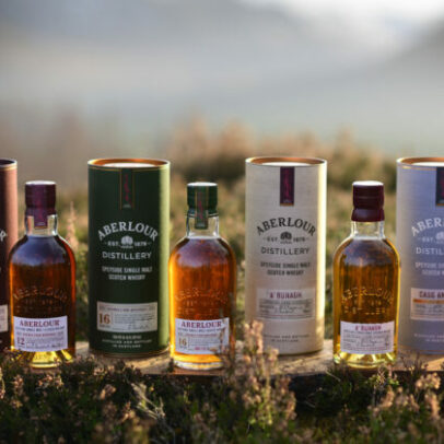 Aberlour whisky bottles lined up